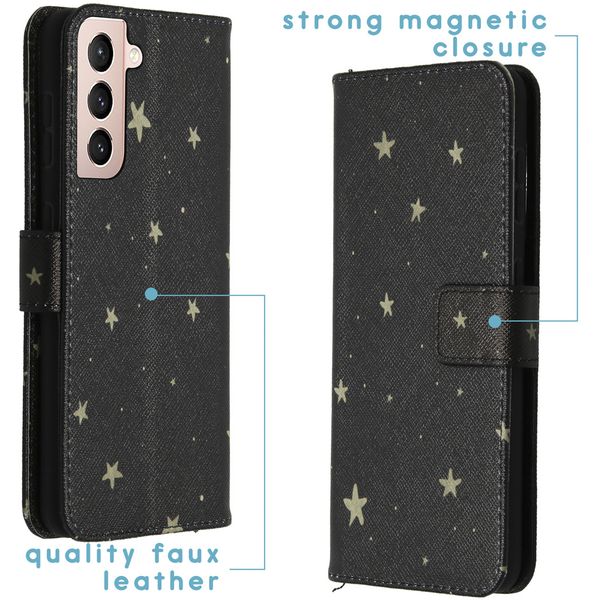 imoshion Design Softcase Bookcase Samsung Galaxy S21 - Stars Gold