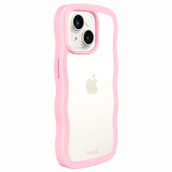 Holdit Wavy Case iPhone 14/15 Plus - Pink / Transparent