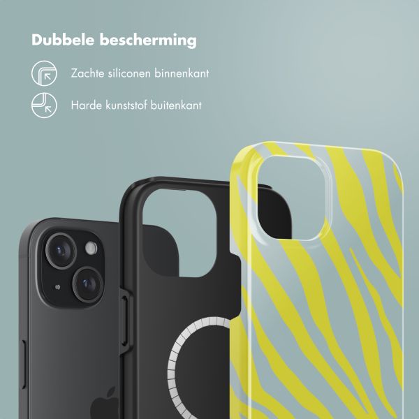 Selencia Vivid Backcover met MagSafe Apple iPhone 15 - Zebra Winter Sky Titanium Yellow