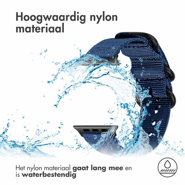 imoshion Nylon bandje Apple Watch Series 1-10 / SE / Ultra (2) - 42/44/45/46/49 mm - Donkerblauw