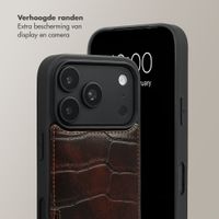 Selencia Nova Croco Telefoonhoes met Koord en Pashouder Apple iPhone 18 Pro Max / 17 Pro Max - Choco Brown