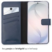 Selencia Echt Leren Bookcase Samsung Galaxy S26 - Donkerblauw