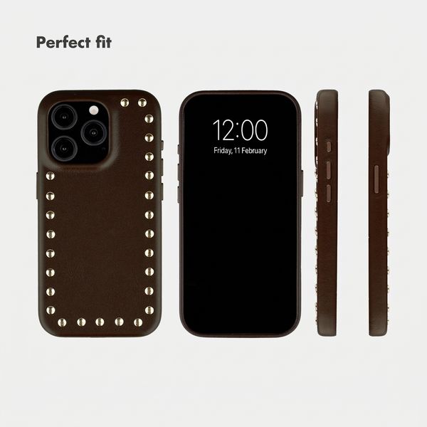 Selencia Studs Back Cover with MagSafe Apple iPhone 15 Pro - Cacao Crush