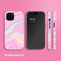 Selencia Vivid Backcover met MagSafe Apple iPhone 15 - Pastel Lipstick Marble