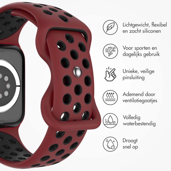 imoshion Sport⁺ bandje Apple Watch Series 1 t/m 11 / SE / Ultra (44/45/46/49 mm) - Maat M/L - Wine Red & Black