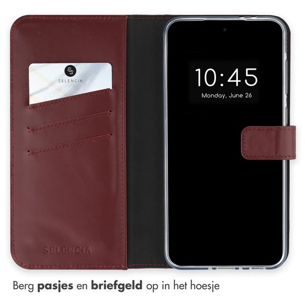 Selencia Echt Leren Bookcase Samsung Galaxy A36 / A56 - Burgundy