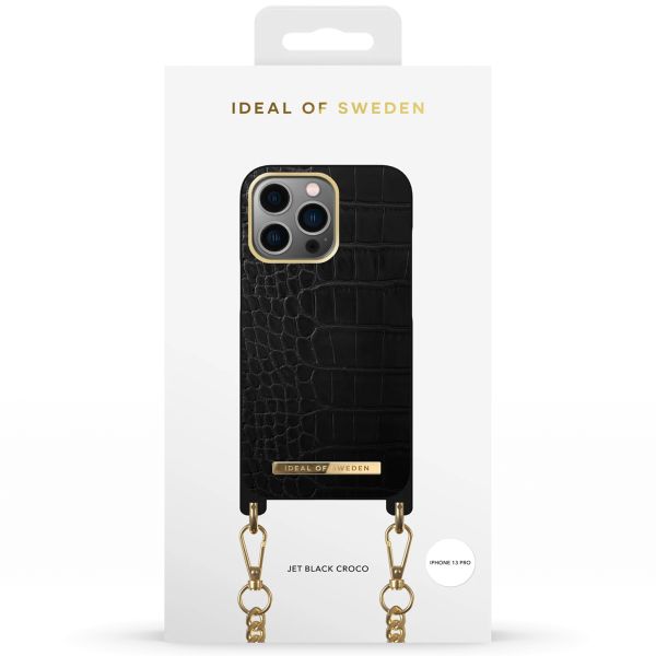 iDeal of Sweden Atelier Necklace Case iPhone 13 Pro - Jet Black Croco