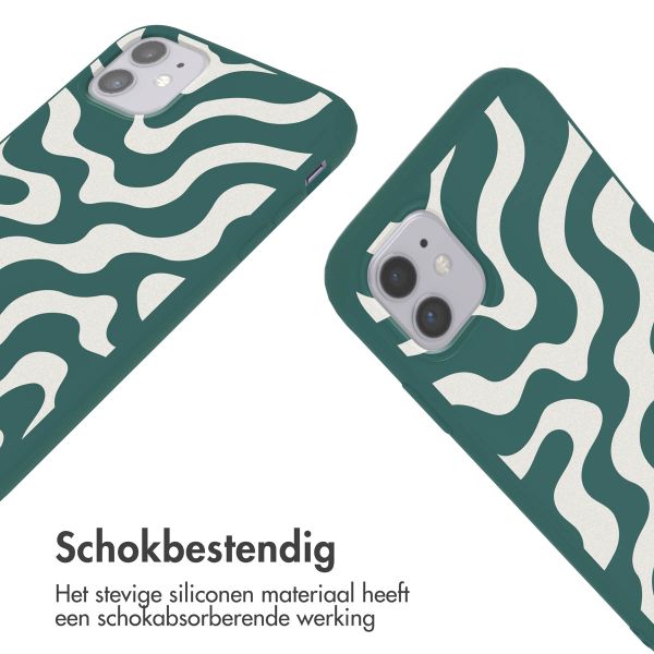 imoshion Siliconen design hoesje met koord Apple iPhone 11 - Petrol Green Groovy