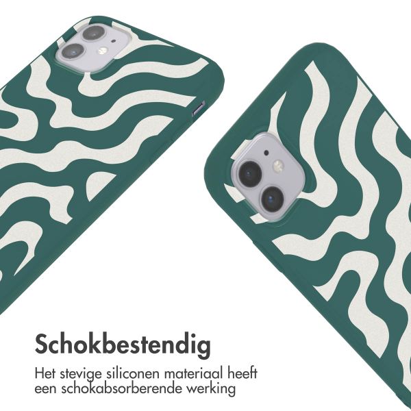 imoshion Siliconen design hoesje met koord iPhone 11 - Petrol Green Groovy