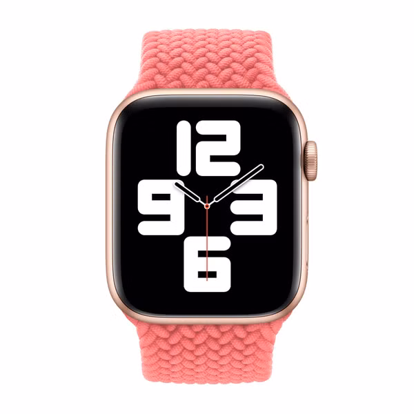 Apple Gevlochten solobandje Apple Watch Series 1 - 9 / SE (38/40/41 mm) | Series 10 / 11 (42 mm) - Maat 8 - Pink Punch