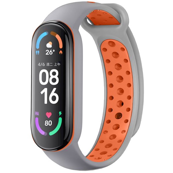 imoshion Siliconen sport bandje Xiaomi Mi Band 5 / 6 - Grijs / Oranje