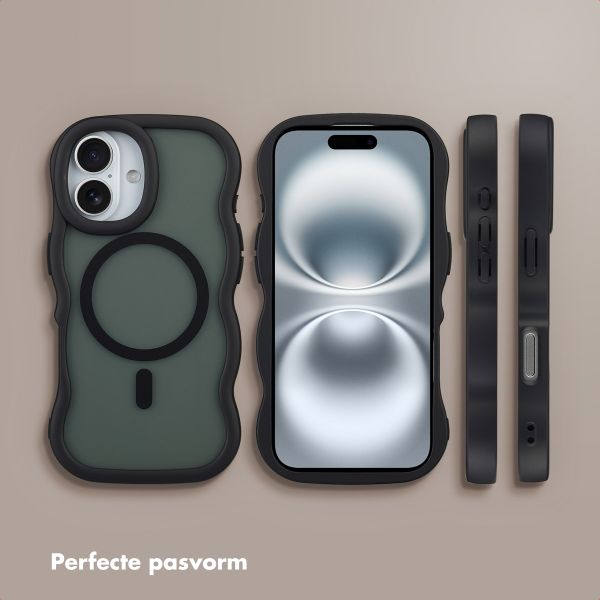 Selencia Wavy Backcover met MagSafe Apple iPhone 16 - Zwart