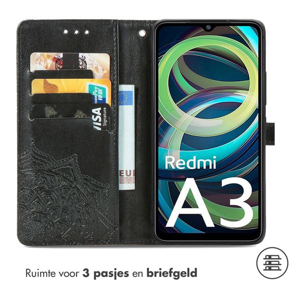 imoshion Mandala Bookcase Xiaomi Redmi A3 - Zwart