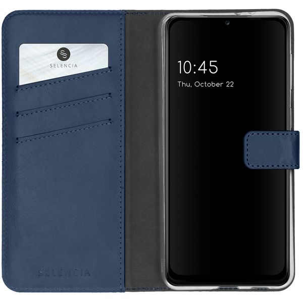 Selencia Echt Lederen Bookcase Samsung Galaxy A22 (5G) - Blauw