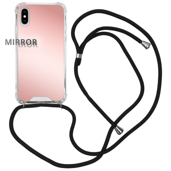 imoshion Mirror Backcover met koord iPhone Xs / X - Rosé Goud