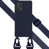 Selencia Siliconen hoesje met afneembaar koord Samsung Galaxy A53 - Donkerblauw