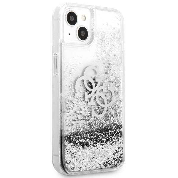 Guess 4G Logo Liquid Glitter Backcover iPhone 13 Mini - Silver