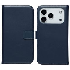 Selencia Genuine Leather Book Case Apple iPhone 17 Pro - Blue