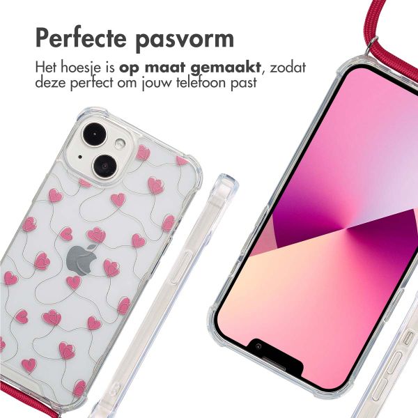 imoshion Design hoesje met koord Apple iPhone 13 - Dusty Rose Connected Hearts