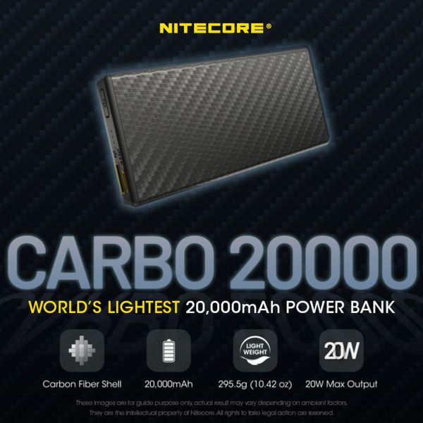 Nitecore Carbo 20000 | Carbon Fiber Powerbank - 20.000 mAh