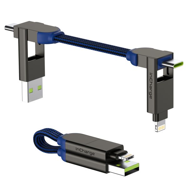 Rolling Square inCharge® X 6-in-1 sleutelhanger oplaadconnector - Sapphire Blue