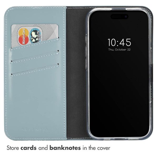 Selencia Genuine Leather Book Case Apple iPhone 16 Plus - Air Blue