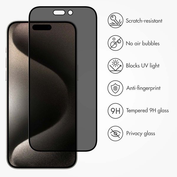 Accezz Tempered Glass Privacy Screen protector Apple iPhone 15 Pro