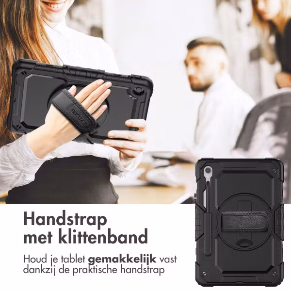 Accezz Rugged Backcover met schouderstrap Samsung Galaxy Tab S10 Lite / S9 11 inch / S10 FE / S9 FE 10.9 inch - Zwart