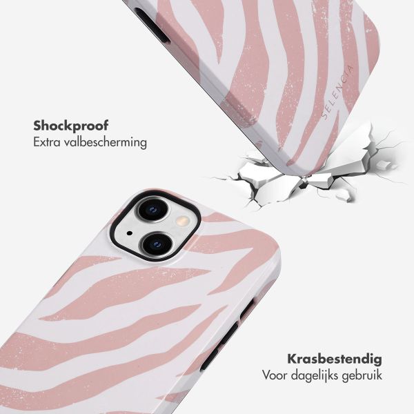 Selencia Vivid Tough Backcover iPhone 14 - Colorful Zebra Old Pink