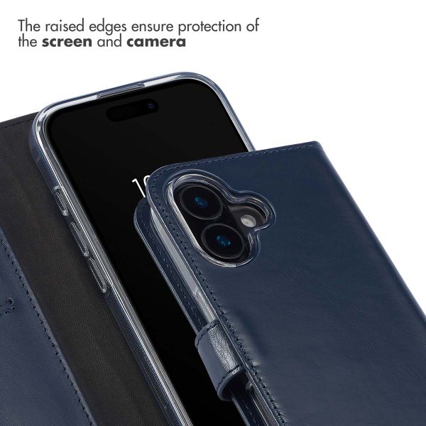 Selencia Genuine Leather Book Case Apple iPhone 16 - Blue