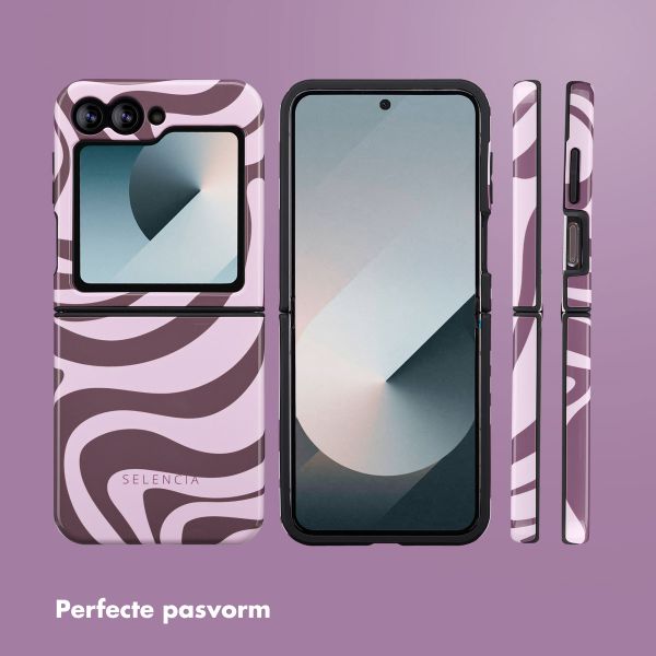 Selencia Vivid Backcover Samsung Galaxy Z Flip 6 / Flip 7 FE - Wavy Swirl Pink Plum