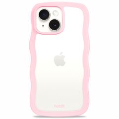 Holdit Wavy Case iPhone 13/14/15 - Pink / Transparent