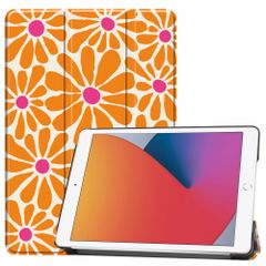 imoshion Design Trifold Bookcase Apple iPad 9 (2021) 10.2 inch / iPad 8 (2020) 10.2 inch / iPad 7 (2019) 10.2 inch - Orange Flower Connect
