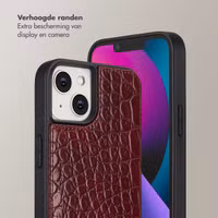 Selencia Nova Croco Telefoonhoes met Koord en Pashouder Apple iPhone 14 / 13 - Burgundy