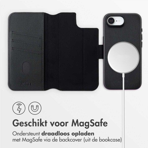 Accezz Leather Bookcase 2-in-1 met MagSafe Apple iPhone 16e - Onyx Black