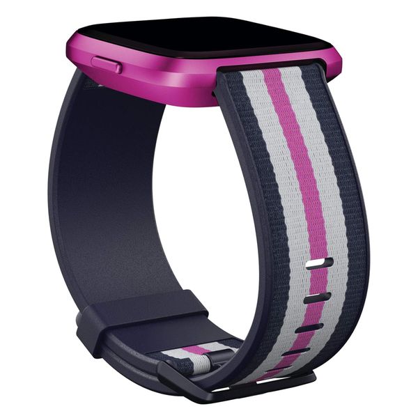 Fitbit Woven band Fitbit Versa / Versa 2 / Versa Lite - Maat S - Navy / Mulberry