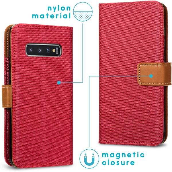 imoshion Luxe Canvas Bookcase Samsung Galaxy S10 - Rood