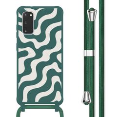 imoshion Siliconen design hoesje met koord Samsung Galaxy S20 - Petrol Green Groovy