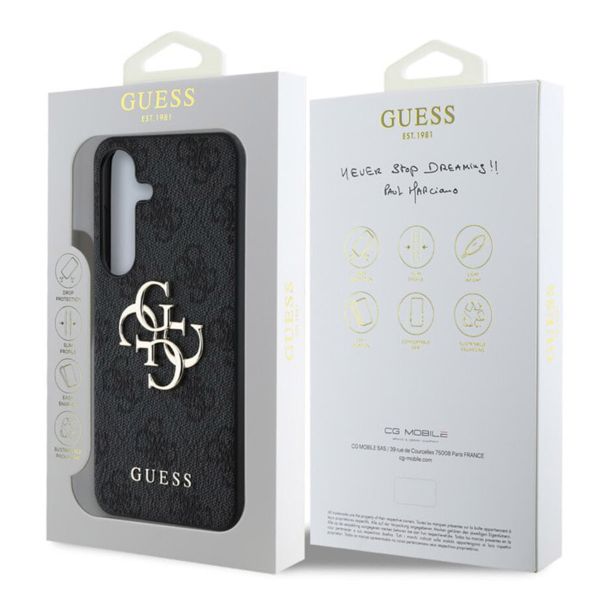 Guess 4G Metal Logo Backcover Samsung Galaxy S25 - Zwart