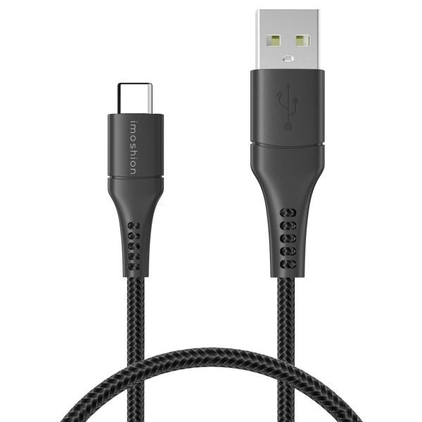 imoshion Mini autolader 2 poorten - Quick Charge - Power Delivery - 60 Watt + Braided USB-A naar USB-C kabel - 0.5 meter - Zwart