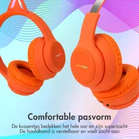 imoshion Draadloze Kinderkoptelefoon LED Light Cat Ear - Decibelbegrenzer - Met AUX kabel - Oranje