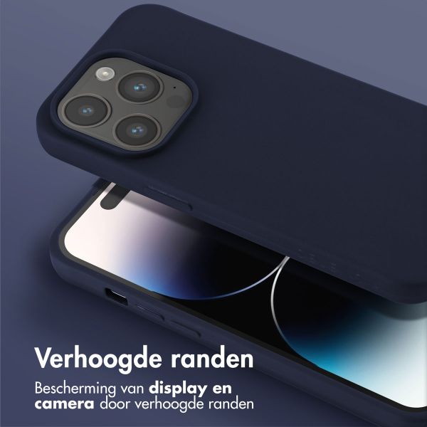 Selencia Siliconen hoesje met afneembaar koord iPhone 14 Pro - Donkerblauw