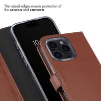 Selencia Genuine Leather Book Case Apple iPhone 16 Pro - Light brown