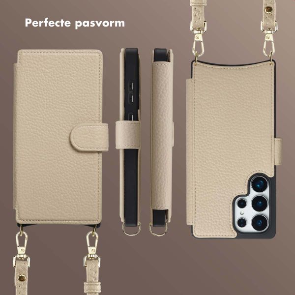 Selencia Riva Bookcase met MagSafe en Koord Samsung Galaxy S25 Ultra - Beige