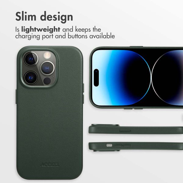 Accezz Leather Back Cover with MagSafe Apple iPhone 14 Pro - Cedar Green