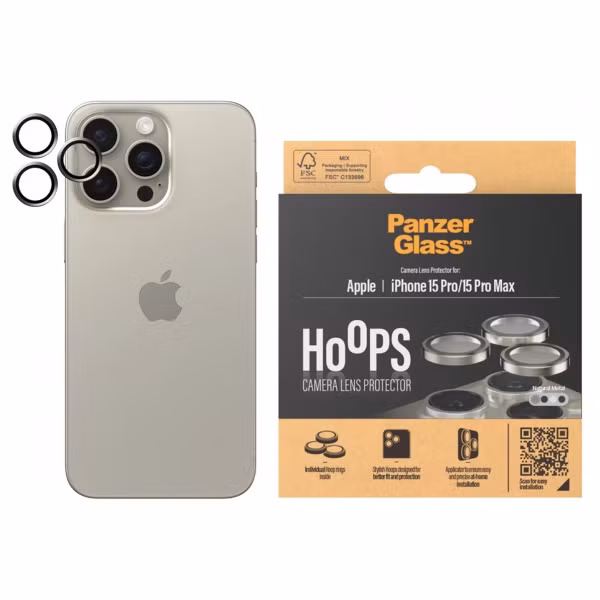 PanzerGlass Camera Protector Hoops Optic Rings Apple iPhone 15 Pro / 15 Pro Max - Natural Metal
