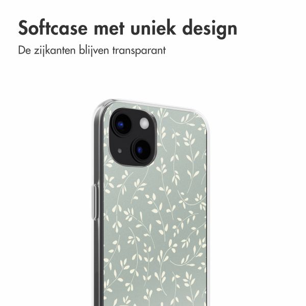 imoshion  Design hoesje iPhone 13 - Smoke Green Flowers