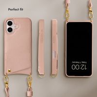 Selencia Nova Phone Case with Cord and Card Holder Apple iPhone 16 - Dusty Rose
