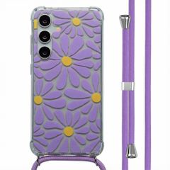 imoshion Design hoesje met koord Samsung Galaxy S24 - Tropical Violet Flowers Connect