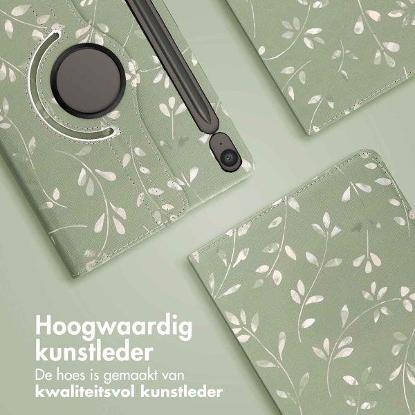 imoshion 360° Draaibare Design Bookcase Samsung Galaxy Tab S10 Lite / S10 FE / S9 FE - Green Flowers